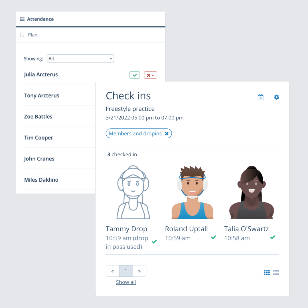 Screenshot of WrestlingIQ attendance features