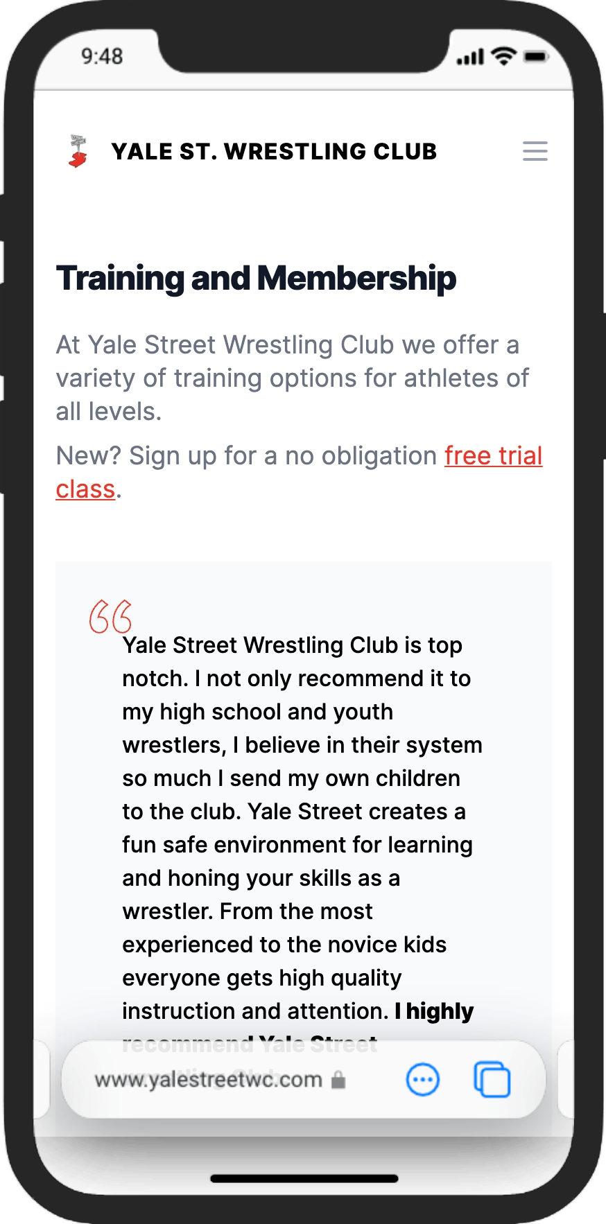 Yale St Wrestling Club website